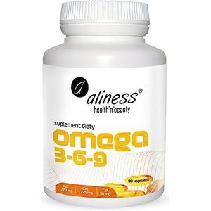 Aliness - Omega 3-6-9-270/225/50 mg - Correcte werking van hart en hersenen - Voedingssupplement - 1 capsule, tweemaal daags - 90 capsules