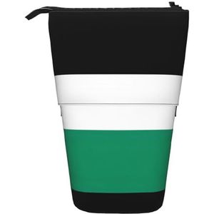 Evengigy Palestina Vlag Print Leuke Etui met Zip Verstelbare Stand Potlood Houder Grappige Make-up Tas, Zwart, Eén maat, Tas Organizer
