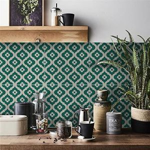 stijlvolle tegelstickers retro groen beige schil en plak behang waterdicht vinyl zelfklevende wandtegels oliebestendige tegels keuken tegelstickers badkamer plak op tegels 10 stuks/20x20cm