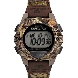 Timex Mannen digitaal horloge met lederen band 12345465646, Mossy Oak Break-up Country Camo, Digitaal