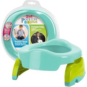 Kalencom Potette Plus 2-in-1 reispotje en trainerstoel - tweevoudig zindelijkheidstraining toiletbril - draagbaar potje voor peuterreizen - met duurzame, vergrendelbare poten en spatbescherming -