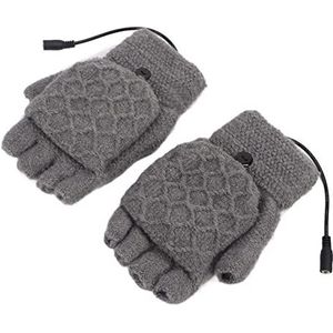 Verwarmde Handschoenen, Semi-vingerloze Gebreide Verwarmde Handschoenen Melange Grijze Koolstofvezel voor de Winter