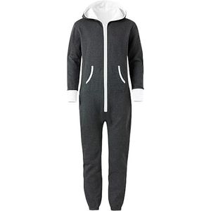 Juicy Trendz® Heren Onesie Volwassen Jumpsuit Een Stuk Pyjama Unisex Nachtkleding, Zip-pocket-houtskool, L