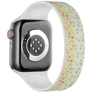 Solo Loop Strap Compatibel met All Series Apple Watch 42/44/45/49mm (ongebruikelijke gestreepte bloemen vintage rand) rekbare siliconen band band accessoire, Siliconen, Geen edelsteen
