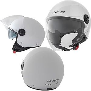 Open Gezicht Jet Helm Motorfiets Scooter Duuble Vizier Binnenzon Wit XS