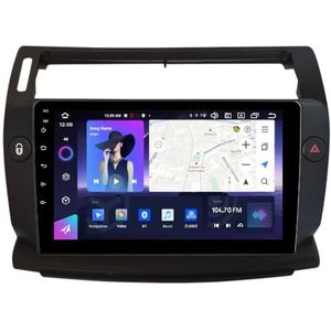 Android 14 Autoradio Stereo voor C-itroen C4 (2004-2014) 9 Inch Touchcreen Multimedia Speler met Draadloze Carplay Android Auto 2 Din GPS Navigatie FM RDS Bluetooth 5G-WiFi SWC DSP,M400s