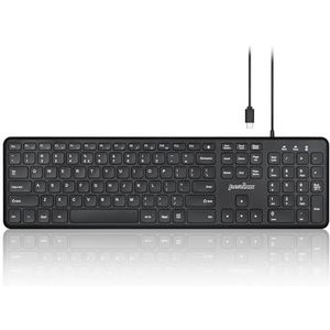 Perixx - PERIBOARD-210C - Toetsenbord - Zwart - Full-size USB C - Stille Schaartoetsen