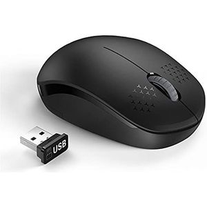 draagbare mini USB-muis, stille draadloze muis computer muis 2.4ghz 1600 dpi ergonomische geruisloze mause voor laptop pc (zwart)