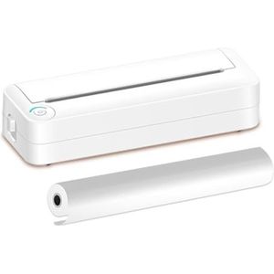 A4 Draagbare Papierprinter Thermisch Afdrukken Draadloos BT Connect For Mobiele Fotoprinter Ondersteuning 210 Mm Breed Helder Afdrukken(White)
