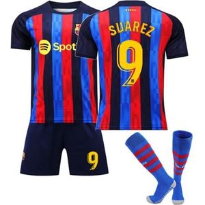 ENIXWH Barcelona FCB shirt, T-shirt voor kinderen, voetbalshirt met sokken, shorts, 2022/2023, voor kinderen, jongens en volwassenen, Nummer 9, 18