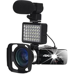 Digitale camera, 48MP Video Camera Nachtzicht 4K Digitale Camcorder Zonnekap Camera Vlog Draaien Touch Screen Fotografie Camcorder(16G SD Card,Kit)