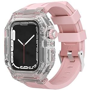 OFWAX Transparante Horlogekast Fluororubber Horlogeband, Voor Apple Watch 8 7 6 SE 5 4 44 MM 45 MM 41 MM 40 MM Horloge Sport Armband Vervangen Met Tool, 45mm, agaat