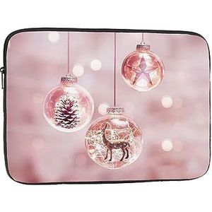 17 Inch Laptop Case Mouw Shockproof Slanke Lichtgewicht Voor Reizen Woon-werkverkeer Kantoor Zakenreis Roze Kerst Bal Prints