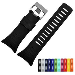 LQXHZ Compatibel Met De SUUNTO CORE-serie Horlogeband Zwarte Rubberen Band Hoogwaardige Siliconen Armband Herenhorloge-accessoires(Size:Black-silver buckle)