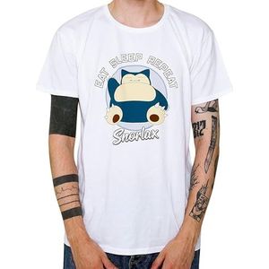 Pokemon - Snorlax Eat Sleep Repeat T-shirt voor volwassenen, uniseks, Wit, M
