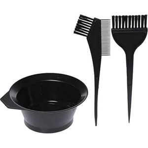 Haarverfset, kleurgereedschap en bleekmiddelset, dubbelzijdige kleurkam en haarverfapplicator, professionele kappers- en markeerset (set van 4 - zwart)