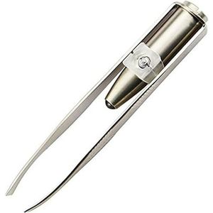 Zilver Creatieve Led Light Wimper Wenkbrauw Ontharing Roestvrij Staal Make Up Pincet en Praktisch, Ontharing Pincet (8,8x0,8x1,6cm)