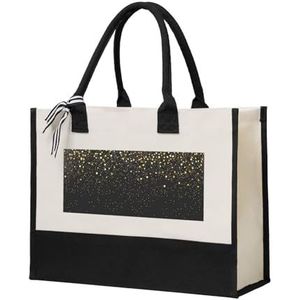 YUNWEIKEJI Goud Glitter Zwart Cool Modern, Boodschappentas Tote Bag Canvas Tas Winkelen Handtas, Multifunctionele Canvas Schoudertas, zoals afgebeeld, Eén maat