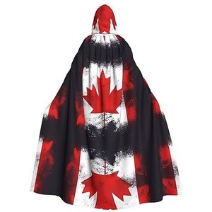 ZYVIA Canadese vlag Halloween volwassen capuchon cape - comfortabele elastische draperie perfect voor Halloween cosplay prom party comic con party decoratie cape