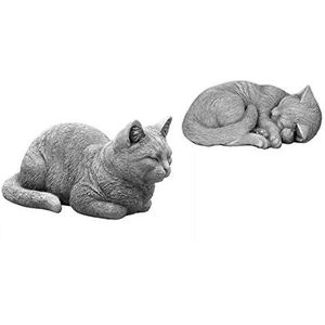 gartendekoparadies.de Speciale aanbieding massieve stenen figuren katten - set kamerdecoratie tuindecoratie gegoten steen vorstbestendig