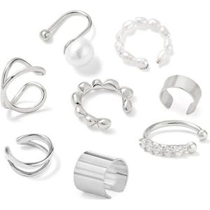 OLACD 8Pcs Goldenen C-Vorm Oorbel Hoop Neusgat Sieraden Decoratieve Neus Piercing Ring Kraakbeen Hoepel Neus Ring Party, Eén maat, Legering + Faux parel