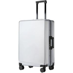 Aluminium Frame Rolling Koffer Grote Capaciteit Mode Trolley Case Business Boarding Box Reizen Spinner Bagage, Zilvergrijs, 26 inch