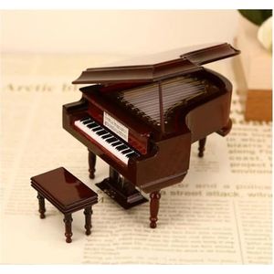 Mini-muziekinstrumentornamenten Miniatuurpiano Model Zwart Wit Sleutel Mini Piano Decor Accessoires Toetsenbord Instrument Display (Color : Coffee, Size : 18x12x10cm)