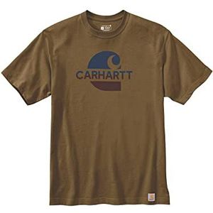 Carhartt Heren Relaxed Fit Heavyweight Short-Sleeve C Graphic T-Shirt, Oiled Walnut Heather, S