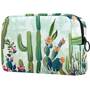Cosmetische tassen Make-up tas Toilettas Organizer Pouch met rits 7.3x3x5.1 Inch voor vrouwen & meisjes Cactus Green Plant