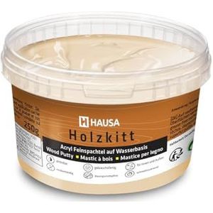HAUSA Houtkitt 250 g eiken donkere houtplamuurmassa, stopverf voor hout, houtplamuur/vulmassa voor het repareren van houtschade, gebruiksklaar, uitstekende vulkracht, sneldrogend, scheurbestendig