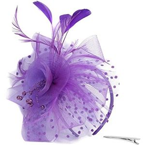 Veer Hoofdband Vintage kant rose haarbanden elegante dame flapper Great Gatsby hoofdband parel partij bruids hoofddeksel Carnaval Veer Hoofdband (Color : Purple, Size : Size fits all)