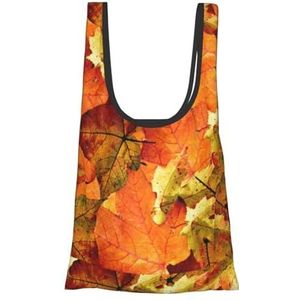 ButxeT Boodschappentassen, herbruikbare boodschappentassen, opvouwbare draagtassen, grote wasbare draagtas, mooie herfstbladeren, zoals afgebeeld, Eén maat