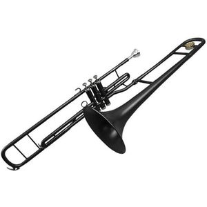 Professionele Trombone Mat Zwart Nikkel C-sleutel Zuigerventielen Trombone Messing Schuifhuls Messing Bekertrombone Met Koffer