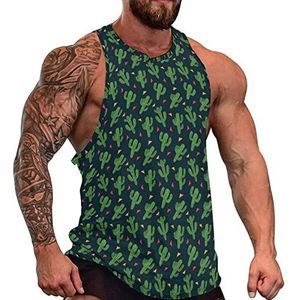 Cactus Tanktop voor heren, mouwloos T-shirt, pullover, gymshirts, workout zomer T-shirt