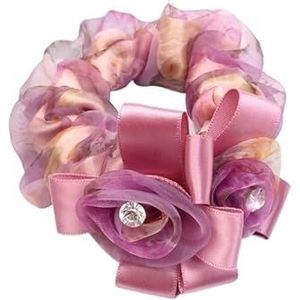 Elegante bloem scrunchies dames meisjes elastische haarelastiekjes accessoires stropdas haarring touw paardenstaart houder hoofdtooi (Size : 15 purple)