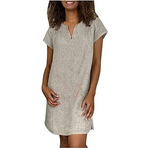 Ayhuang Lange jurk, cocktailjurk, feestelijke jurk, effen, bodycon, etui-jurk, partyjurk, avondjurk, V-hals, boho, zomerjurk, knielang, feestjurk, vrijetijdsjurk, grijs, XL