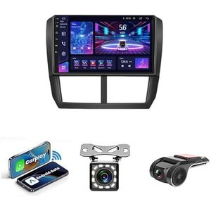Dubbel Din Auto Stereo Compatibel Met Apple Carplay Android Auto Voor Forester 3/Impreza 2007-2013 Plug En Play AM/FM Autoradio Back-up Camera, Stuurbediening, Spiegel Link(NF-3 4G WIFI 2G+32G)