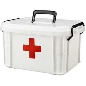 PIQIUQIU Multifunctionele medicijnbox voor thuis, voor het opbergen van medische benodigdheden thuis, kunststof met twee lagen, 9,25 x 6,49 x 5,31 inch / 23,5 x 17,5 x 13,5 cm