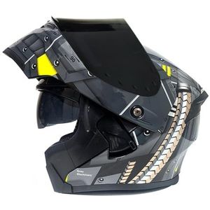 Opklapbare Motorhelmen ECEDOT-Goedgekeurde Integraalhelm Met Geïntegreerd Motormodulaire Helm Met Dubbel Vizier Crash Racing Helm Ventilatie Heren Dames 4,S:55-56CM