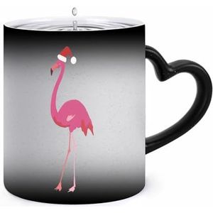 Kerst Flamingo Koffie Mok 11oz Kleur Veranderende Mokken Hartvormig Handvat Warmtegevoelige Verkleuring Cups