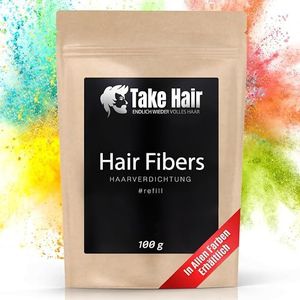 Take Hair Strooihaar, navulzak, 100 g, houdt bij regen en wind, voor mannen en vrouwen, strooihaar voor haarverdichting, haarvezel, haarpoeder, haaruitval (strooihaar, grijs)