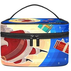 Kerstman make-up organizer tas, reismake-up tas organizer case draagbare cosmetische tas voor vrouwen en meisjes toiletartikelen, Meerkleurig, 22.5x15x13.8cm/8.9x5.9x5.4in