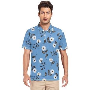 LI ZHI XIN Heren poloshirt met korte mouwen, werkshirt, zomertop, klassieke kraag, sweatshirt met 2 knopen, voor golf, tennis, outdoor, sport, lente, bloemen, bloemen, Meerkleurig, S