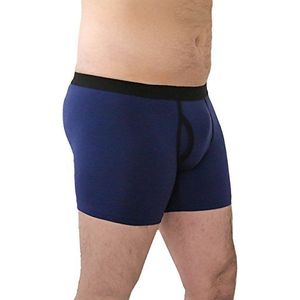 Boxershorts voor heren, met gulp, biologisch katoen, onderbroek, ondergoed, 7 kleuren, donkerblauw, L