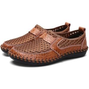 Men's Breathable Casual Mesh Loafers Slip On Walking Shoes Drving Moccasin Loafers For Men (Color : Brown, Size : EU 47)
