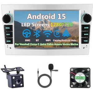 Draadloze Autoradio Android 15 voor Vauxhall Corsa C Astra Zafira Antara Vectra Meriva met draadloze carplay en Android Auto Bluetooth USB Wifi 4G GPS Navigatie(S-1(2G+32G))