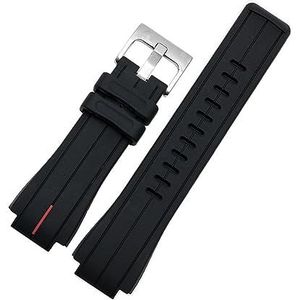 LUGEMA 24 * 16mm Siliconen Rubber Horlogeband Compatibel Met Timex TMS Horlogebandje T2N720 T2N721 TW2T76300 Waterdichte Band Bolle Interface Armband (Color : Black red S, Size : 16MM)