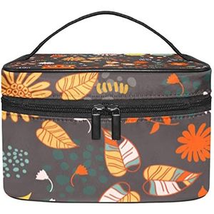Uil patroon make-up organizer tas, reismake-up tas organizer case draagbare cosmetische tas voor vrouwen en meisjes toiletartikelen, Meerkleurig, 22.5x15x13.8cm/8.9x5.9x5.4in