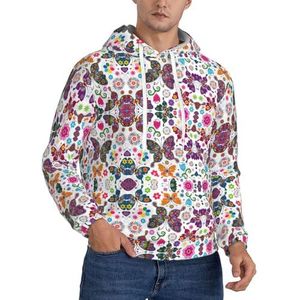 TTIGLHOH Lente Bloemen Vlinder Winter Hoodies Voor Mannen Fleece Gevoerde Sherpa Trui Kangoeroe Pocket Comfort Fit, Winter Sweatshirt, Zwart, M