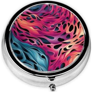 Pillendoosje Ronde Pillendoos met 3 Compartimenten Pil Organiseer Gekleurde Luipaard Pillendoos Kleine Pillenorganizer Waterdichte Kleine Pillendoos voor Reizen Pillencontainers voor Medicatie Planner